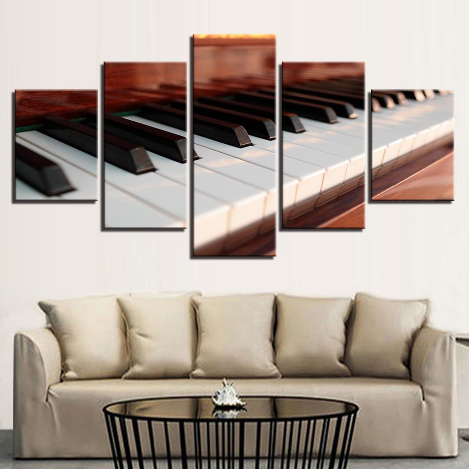 Wall Art Canvas Paintings Modern Living Room Framework 5 Pieces Piano Keys Music Home Decoration Modular HD Prints Pictures