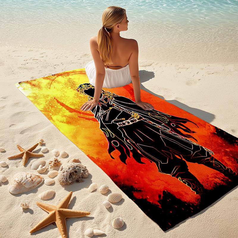 Japanese artist Koyoharu Gotouge's Demon Slayer beach towel, outdoor camping vacation swimming beach towel, outdoor absorbent bath towel blanket K11