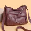 Fashion Retro Trend Four Seasons Soft Leather Multi-layer Multi-pocket Sewing Multi-layer Single Shoulder Oblique Span Women's Bag