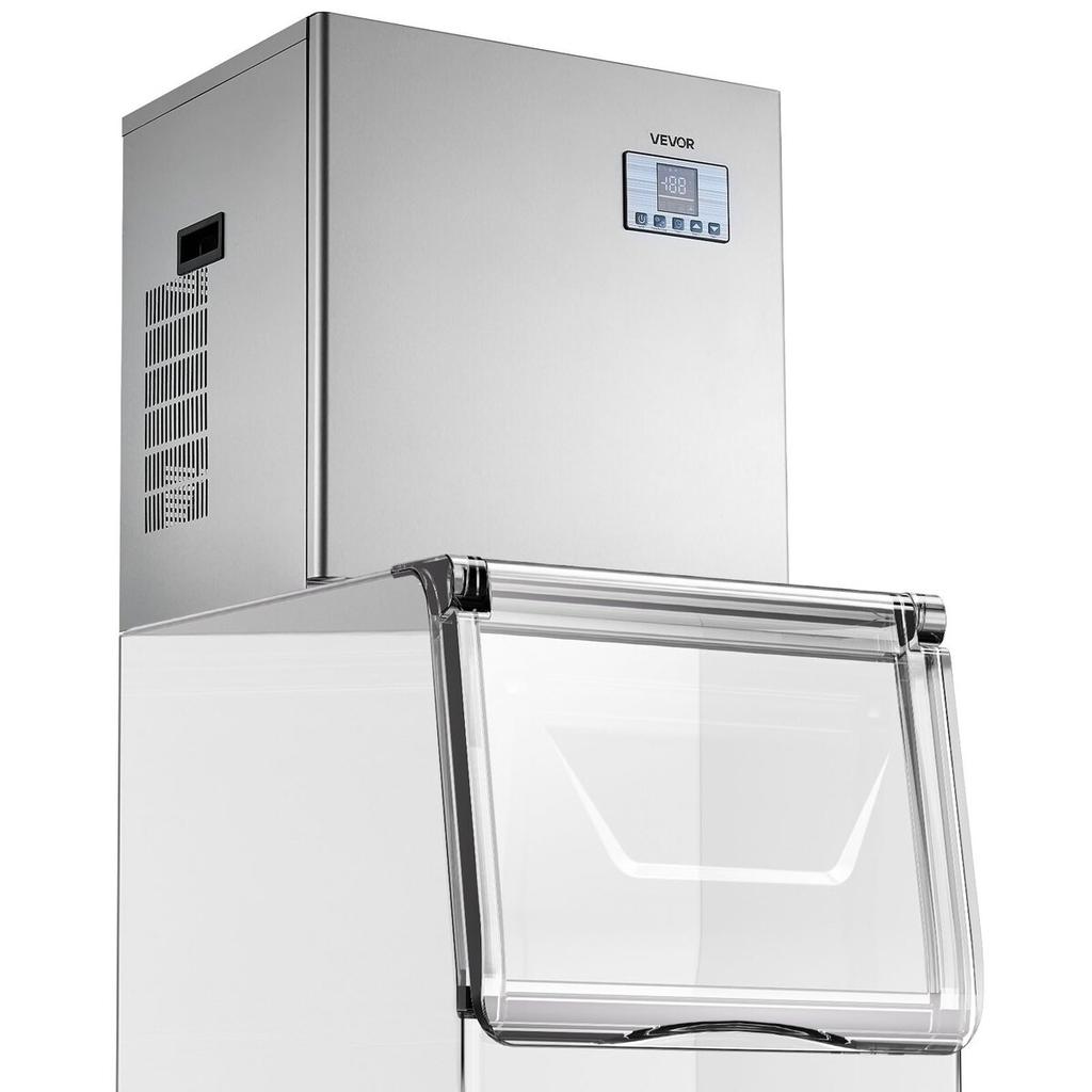 Commercial Ice Maker Machine - Head, 181 kg/Day Stainless Steel Ice Machine with Scheduled Ice-Making, Self-Cleaning, Adjustable Thickness, Ideal for
