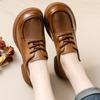 Spring and Autumn Women's Leather Shoes Versatile Medium Heel Thick Sole Thick Heel Round Head Shoes Retro Casual Shoes