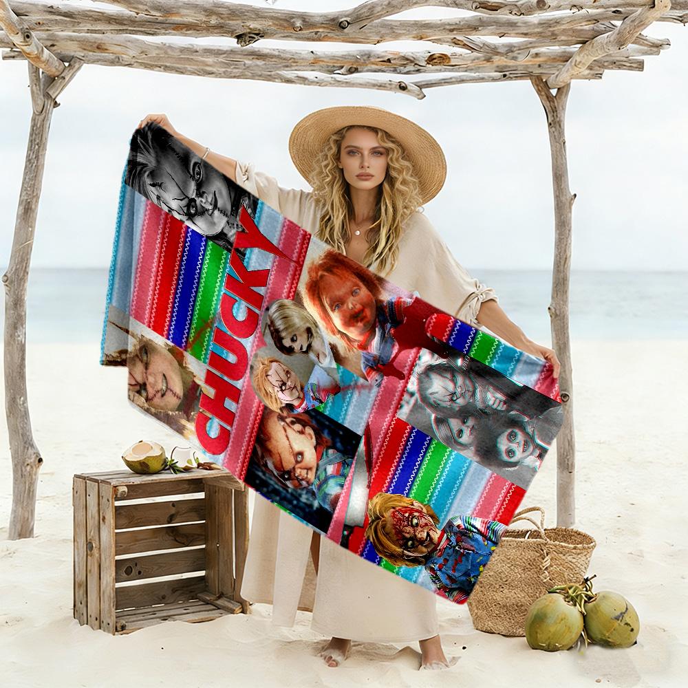 Chucky's Rainbow Horror vibrant beach towel Durable Printed beach towel Fashion Lovers Stylish Gift for Women