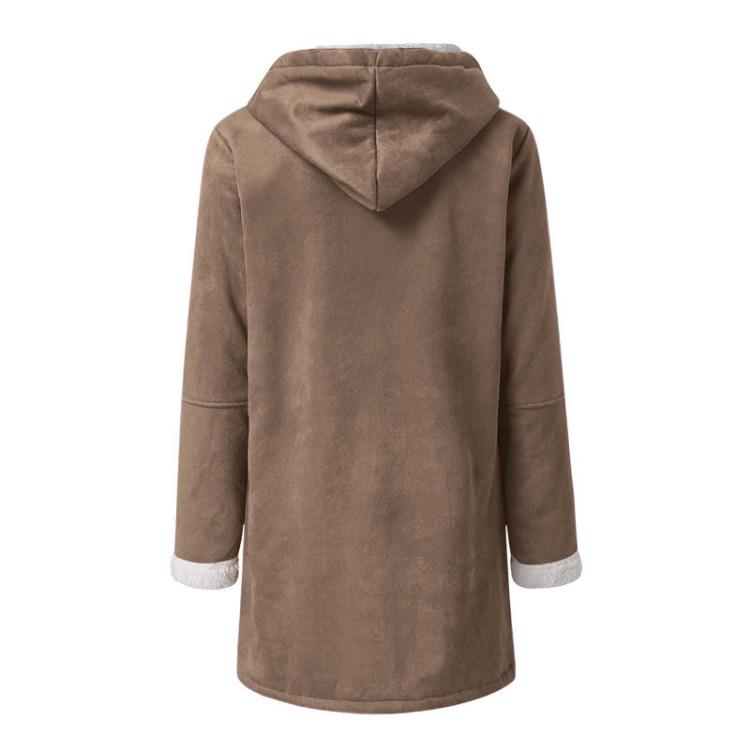 Women Casual Fashion Outerwear Long Sleeve Hooded Jacket Coat Autumn Winter Solid Color Print