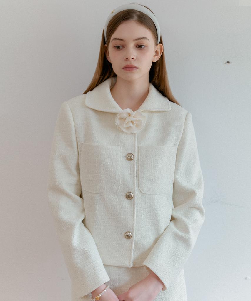 Anoetic Classic Tweed Skirt_Ivory
