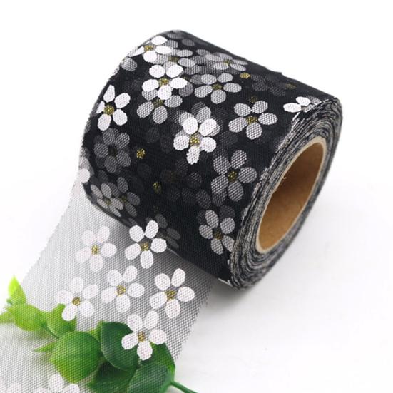 1 Roll 25Yards Webbing Ribbon Soft-touching Durable Decorative Compact Lace Floret Tulle Ribbon Clothing Accessories for Home