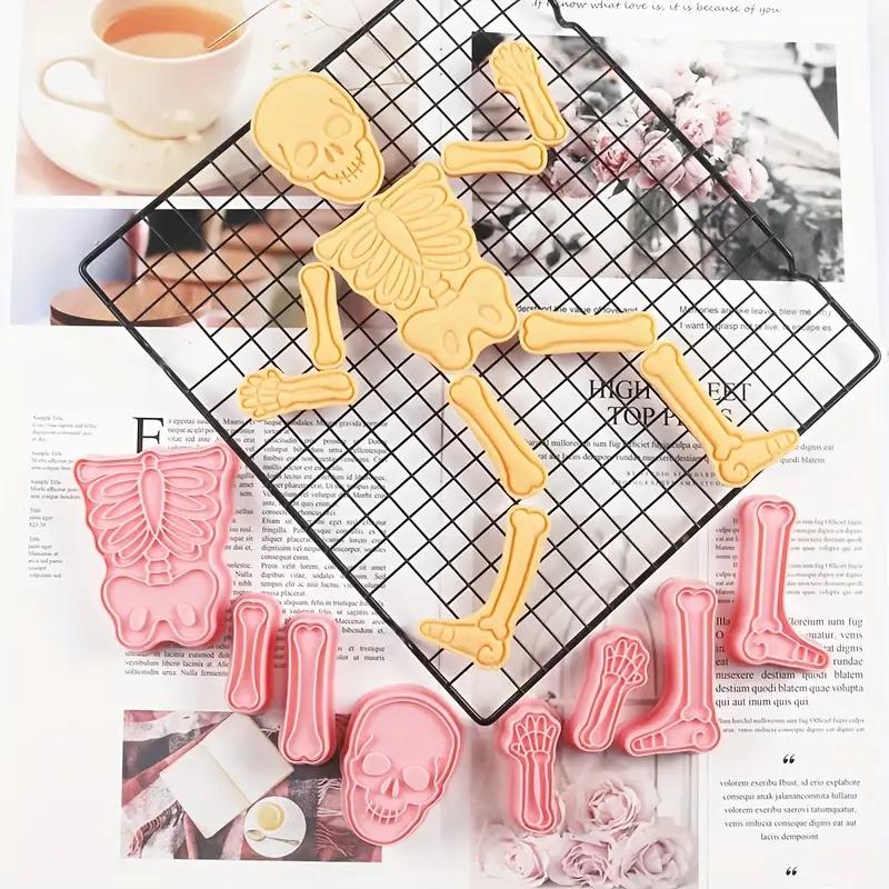 8 шт. мультяшный форморез для печенья в форме человеческой кости, пазл на Хэллоуин, форма для мастики, печенья, форма для тела, форма черепа, цельный забавный форморез для печенья