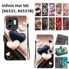 Handmade PU Leather Flip Case for Infinix Hot 50i (X6531, X6531B) Anti-Slip Shockproof Cover with Wrist Strap & Heart/Rose Cat Designs