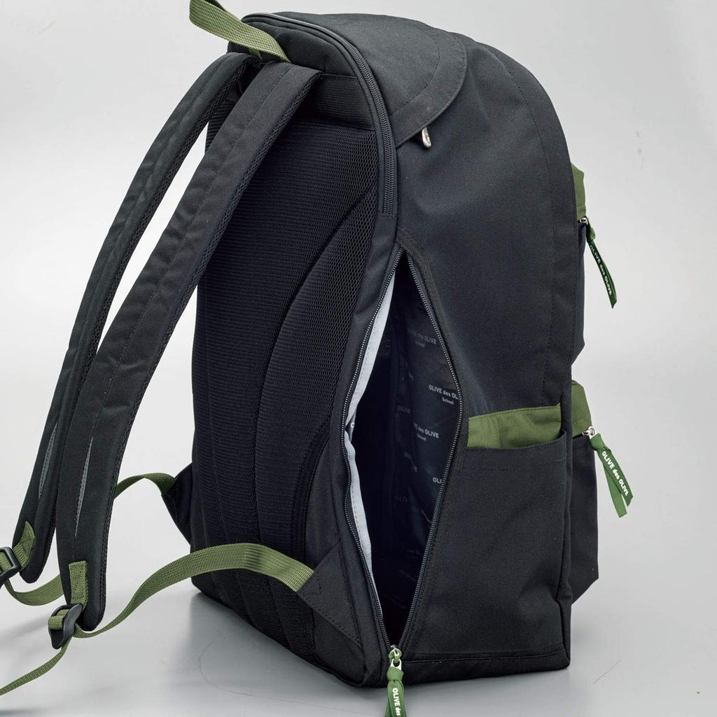 Des OLIVE Des OLIVE Collaboration with Ririka Tanabe Daypack with Lots of Pockets 30L for School Girls Black X Green [OLIVE School] [OLIVE School]
