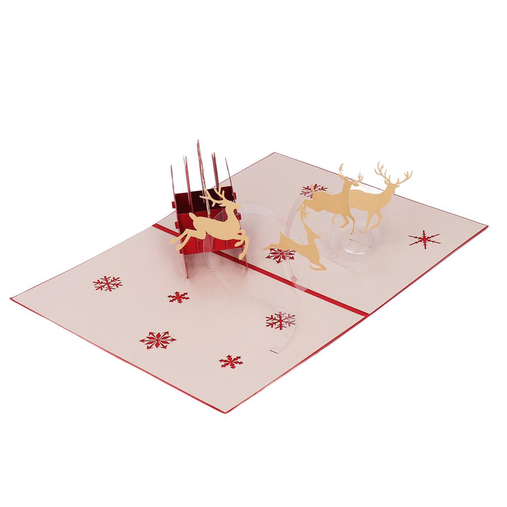 3D рождественские открытки, сделанные вручную, красиво выгравированные, повозка с оленями, 3D всплывающие поздравительные открытки для Write Blessi