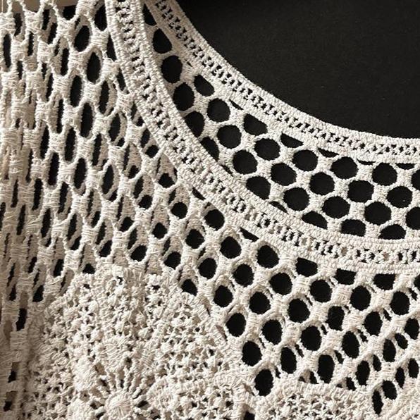 Dimanaf Новинка 2024 года, женская трикотажная кружевная Длинная пляжная праздничная футболка с v-образным вырезом и полой летучей мышью, летние стильные базовые топы, футболки, свободная одежда