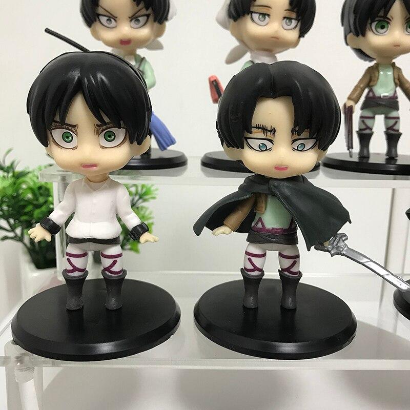 Attack On Titan Anime Figure Toys Levi Mikasa Ackerman Action Figure Eren Jager Armin Arlert Figurine Model Doll Toys