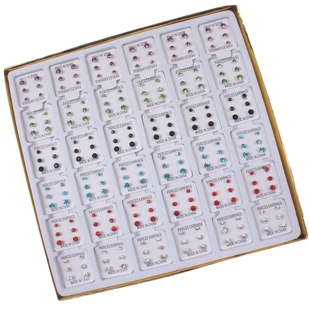 108 Pairs Stylish Hypoallergenic Ear Studs Elegant Crystal Earrings Unique Ear Pin Crystal Texture for Sensitive Ears