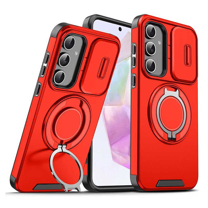 Магнитный чехол для телефона для Samsung Galaxy A55 A56 A36 A26 A54 A14 A35 A25 A15 A16 5G Складная подставка Сдвижная крышка для защиты камеры