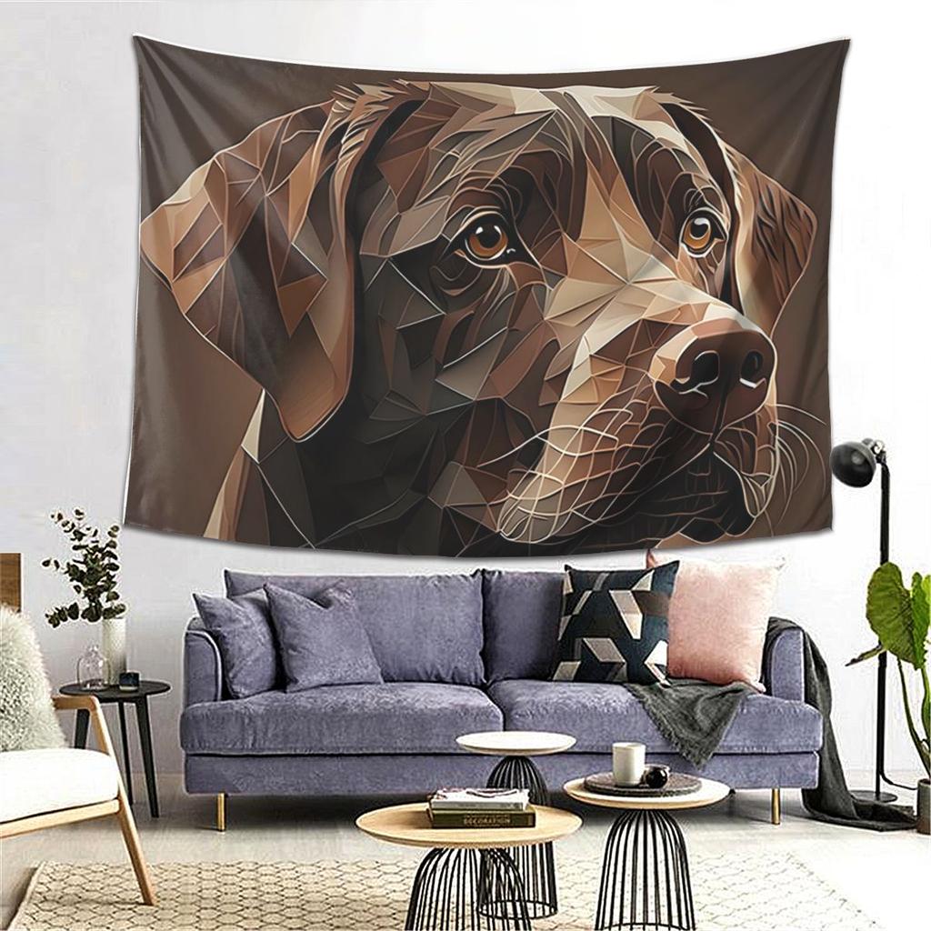 Geometric Choco A Chocolate Labrador Artwork Tapestry Wall Hanging Aesthetic Home Decor Tapestries for Living Room Bedroom