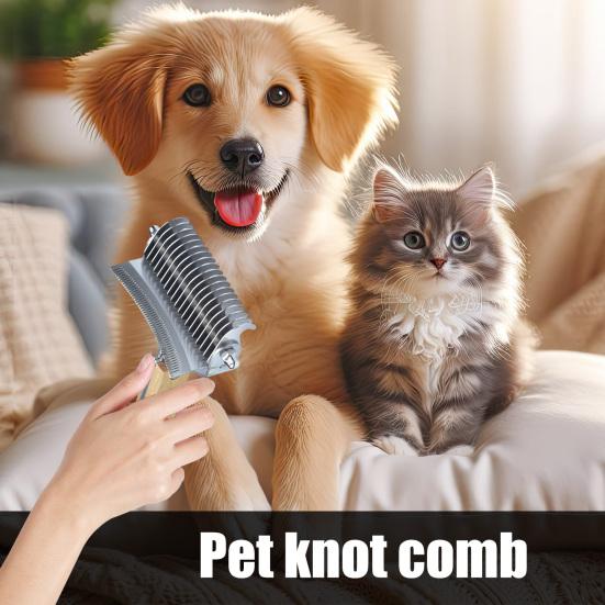 3 в 1 расческа для удаления колтунов и линьки для домашних животных, собак, кошек, расческа для домашних животных с узелками и безопасным нижним граблем для волос, инструмент для ухода за домашними животными