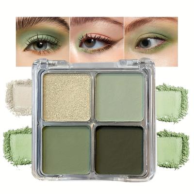 Палетка водостойких и потостойких теней для век Aqua Green Tulle - 4 оттенка матовых и с блестками зеленых тонов для гламурного праздничного макияжа