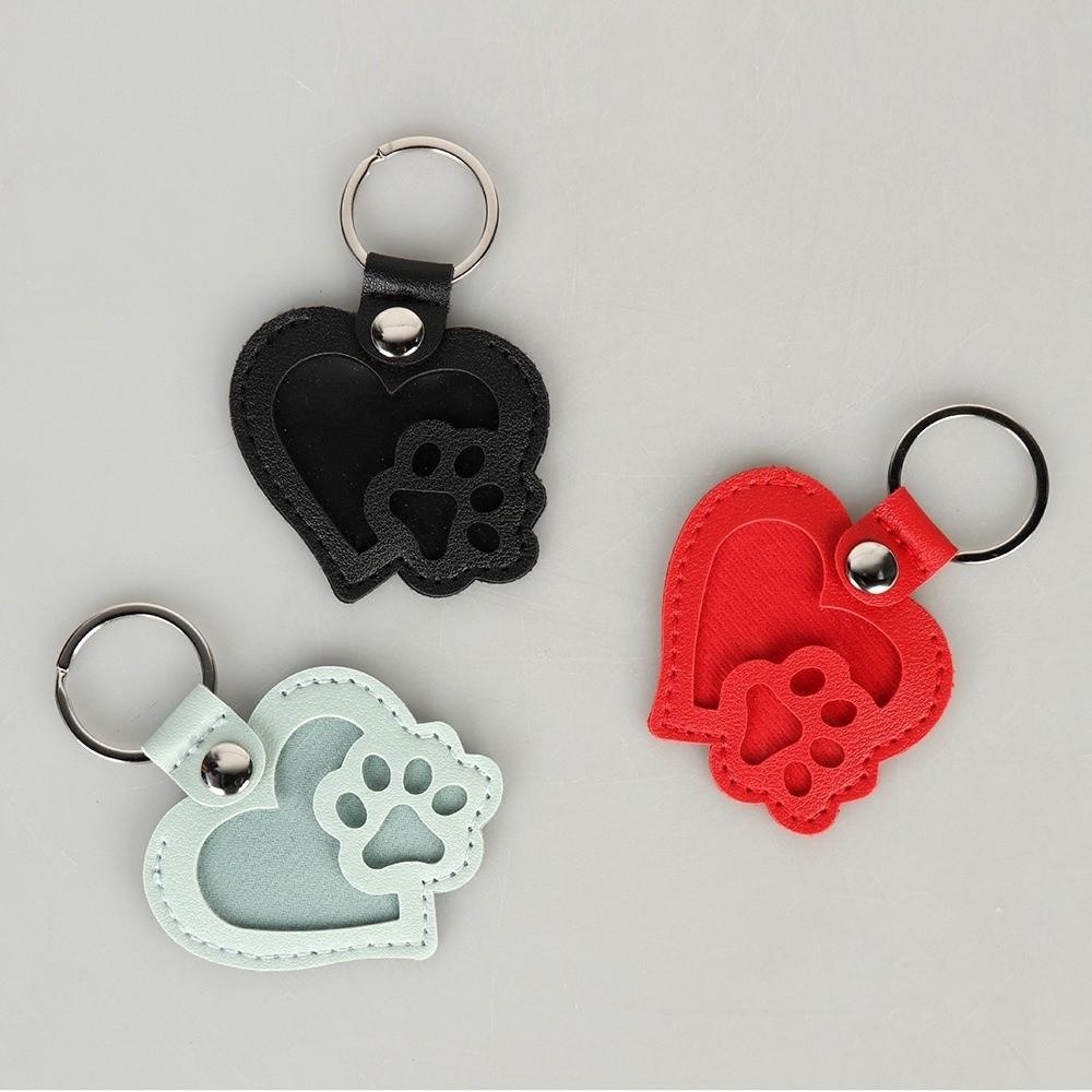 Heart Shape Pet Hair Storage Bag PU Leather Portable Memorial Key Chain DIY Memorial Sealed Dogs Paw Pendant Pet Loss Memorial