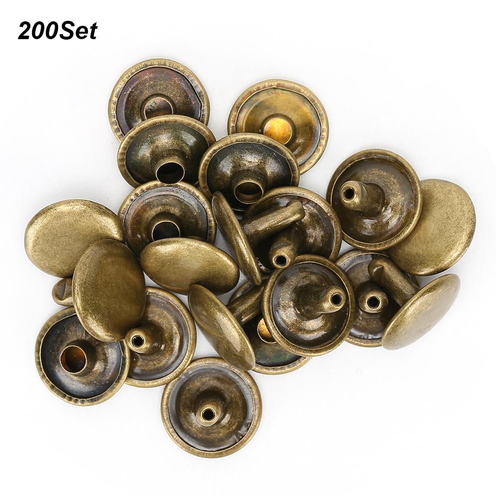 200 Sets Double Cap Rivet Round Stud Nail Iron Jeans Button Leather Shoes Bags Clothes