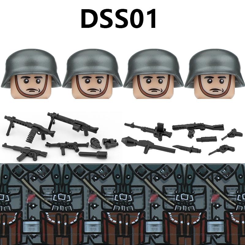 Вторая мировая война Немецкий STG44 MP40 PZB39 98K Фигурки Строительные блоки Армейские солдаты Пехота Каска M35 Военное оружие Кирпичики Игрушки Дети