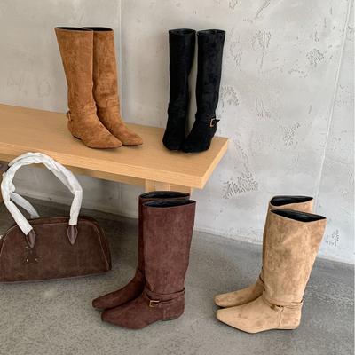 Ретро брюки-трубы короткие ботинки женские толстый каблук 2025 новые плиссированные ботинки-чулки Мартин западные ковбойские рыцарские ботинки