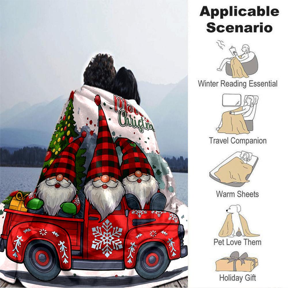 Christmas Gnomes Truck Blanket Soft Throw Blanket For Home Bedroom Bed Sofa Travel Office Solid Christmas Blanket