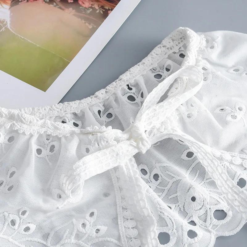 Female Hollow Out Lapel Fake Collar Shawl for Women Vintage Detachable Shirt Collar Blouse Sweater Neckwear Top False Collar