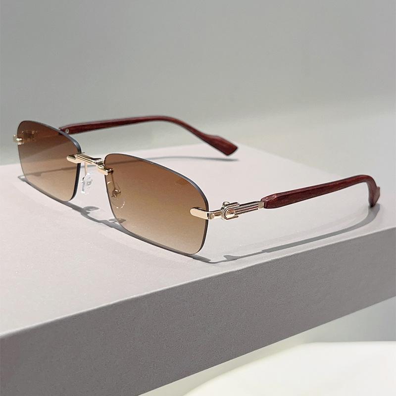 Non-polarized Rimless Rectangle Sunglasses Women Men Square Sun Glasses Trendy Shades Frameless Eyewear