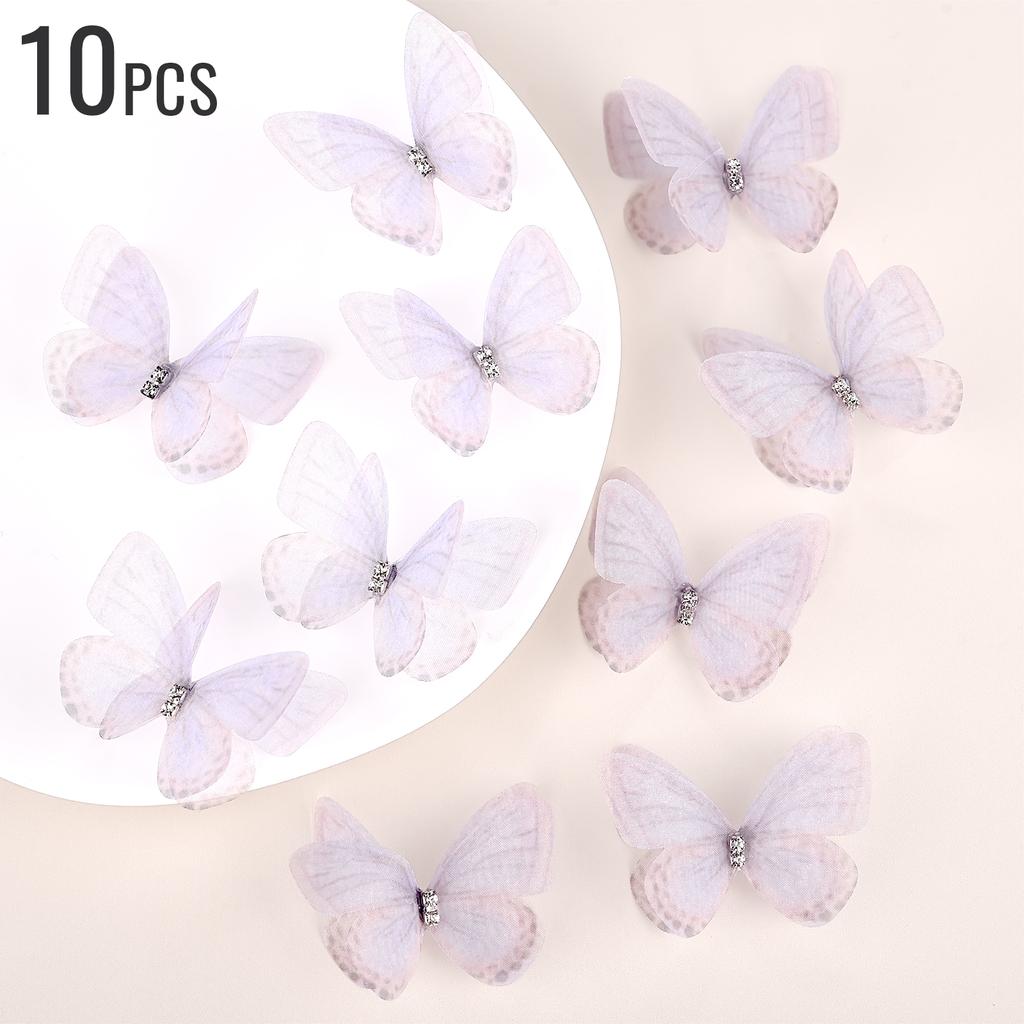 10 шт. Двойная ромбовидная сетка с принтом бабочек, ювелирные изделия, головные уборы, одежда, сделай сам, ручная работа, сетка, цветок, нашивка, древняя заколка для волос в стиле ханьфу