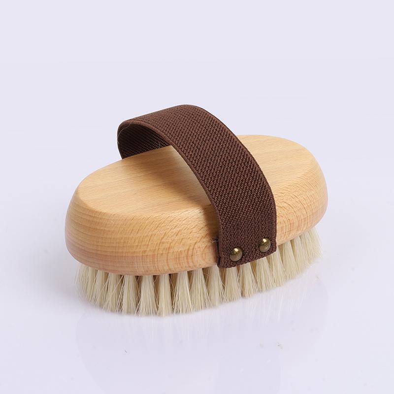 Bath Brush Pig Hair Bath Towel, Bath Brush Wooden Bath Massage Brush Wet and Dry Bath Brush