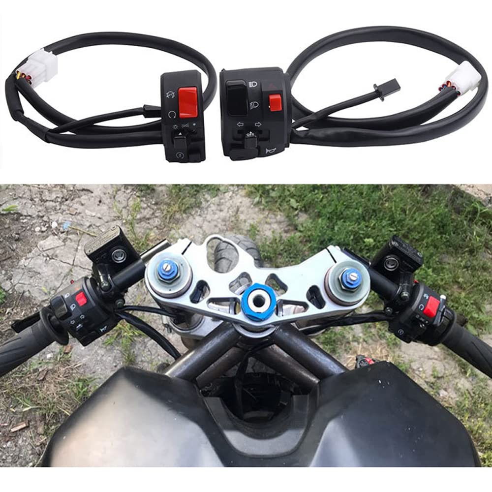 YFFSFDC Мотоциклетный переключатель на руль 7/8" 22 мм Мотоциклетный переключатель на руль Ближний свет Дальний свет Переключатель фары Кнопка запуска Кнопка сигнала Поворотник(комбинирование)