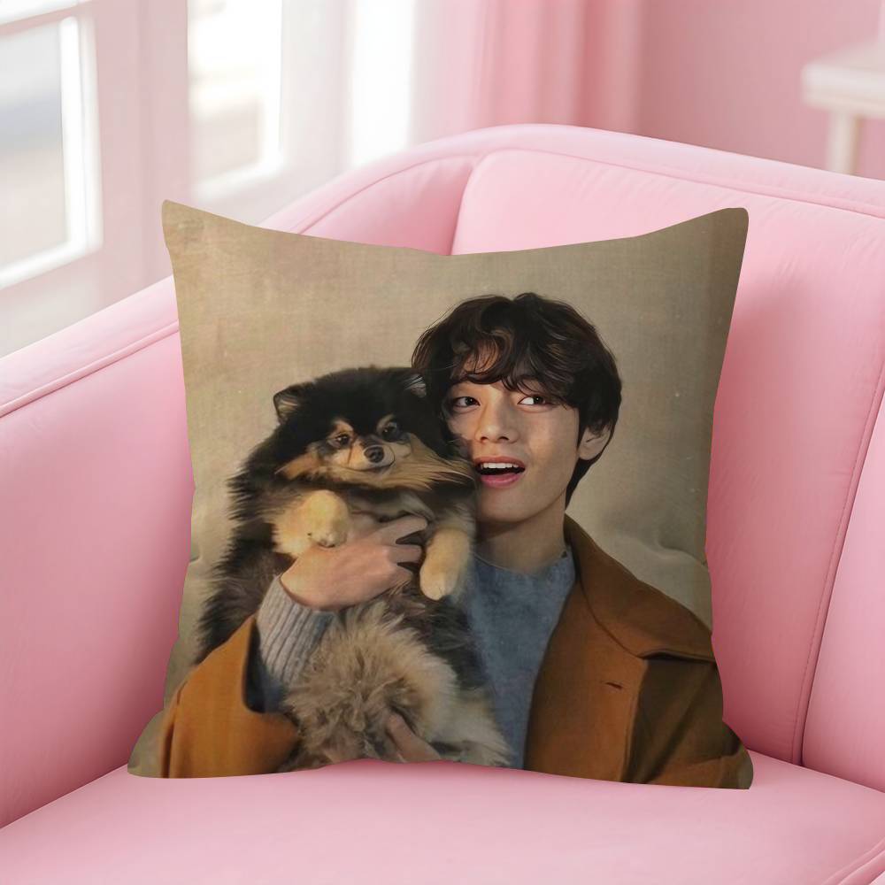 Подушка-чехол для сиденья singer Kim T-Tae-Hyung, чехол для подушки в машину 45X45 см, чехол для поясничной подушки, чехол для диванной подушки