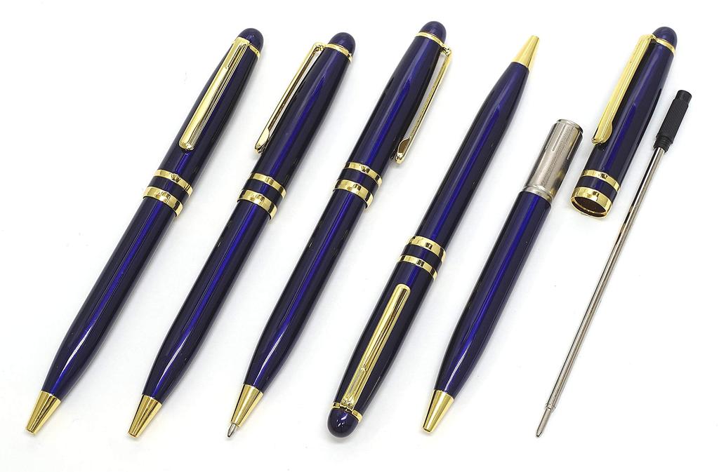 Шибочоко цвет телячья кожа лоток для ручек Металлическая сенсорная ручка серебристого и полуночного цвета набор вращающихся шариковых ручек Синий TRATYO-ALST-SA2002BP-L
