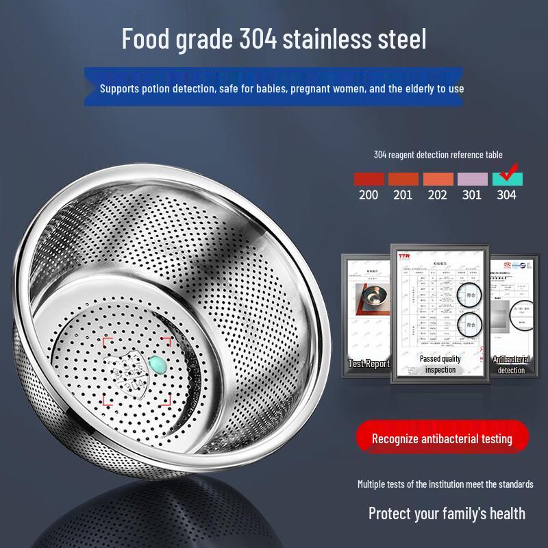 304 Stainless Steel Kitchen Draining Basin & Rice Washing Set