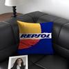 RRepsol Logo Cushion Cover Natural Linen Organic Fabric DoubleSided Printing Sofa Home Decor Gift Pillow Case