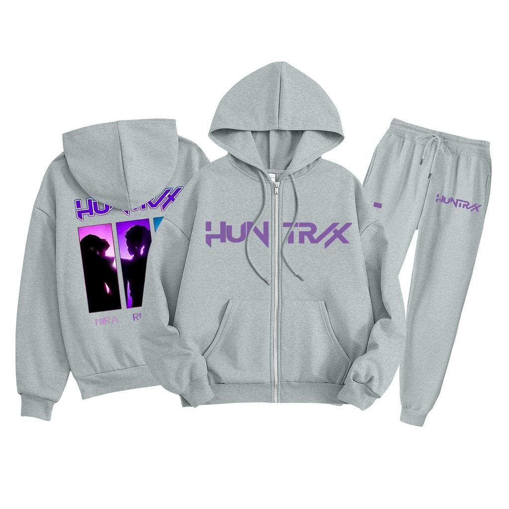 Детская мода Толстовка с капюшоном на молнии с длинными рукавами и спортивные штаны Однотонный комплект толстовки с карманами