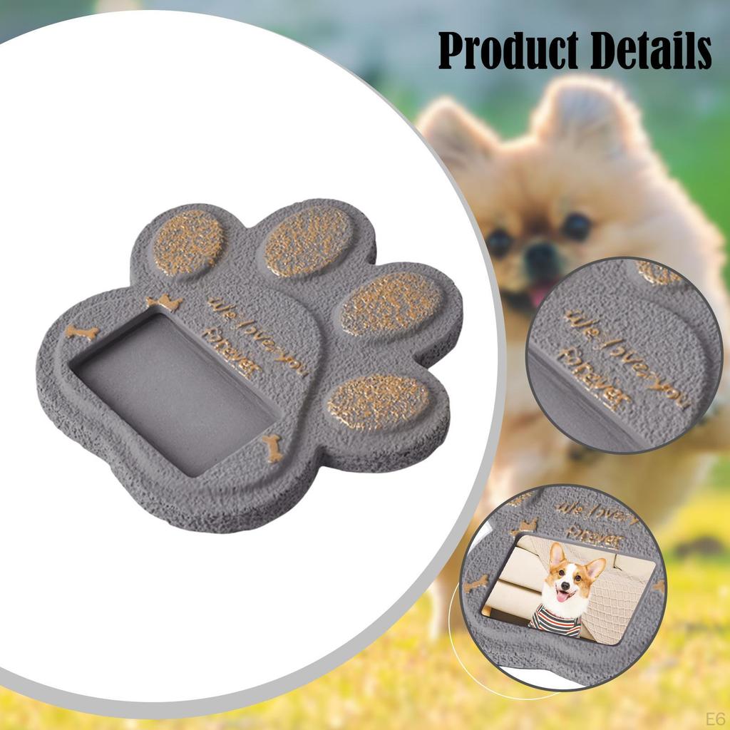 Мемориальный камень с отпечатком лапы для питомцев с фоторамкой 5,9x5,9x0,6 дюйма Подарок соболезнования