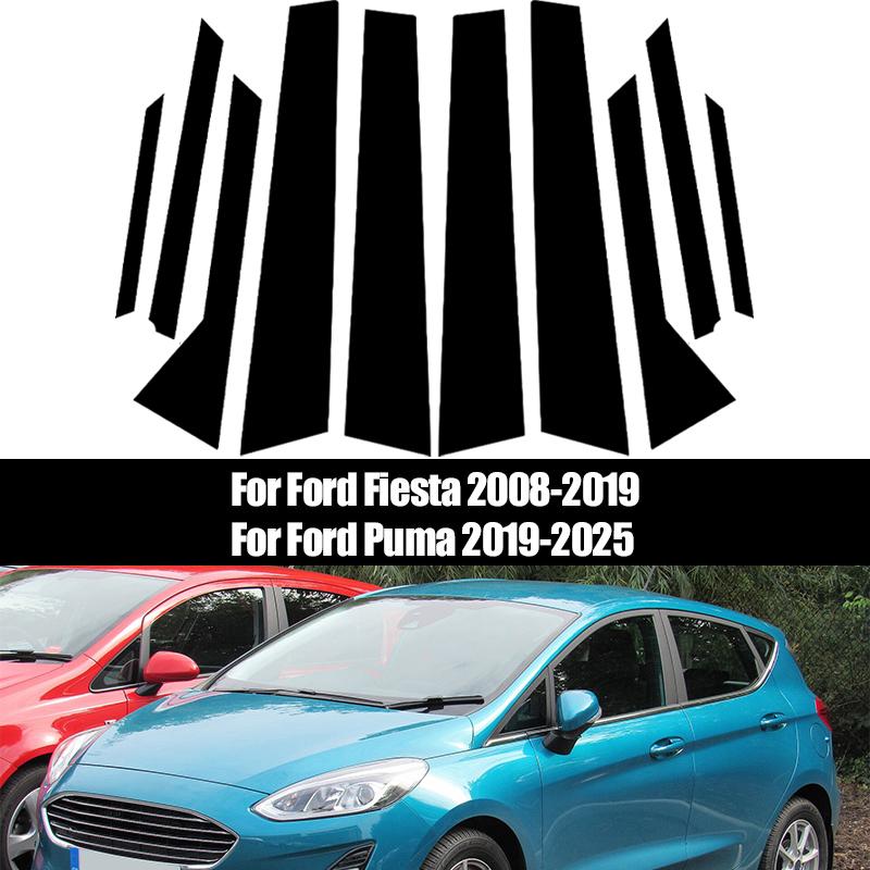 10pcs/set Car Window Door B C Column Pillar Posts Cover Trim Black For Ford Fiesta 2008-2015 2016 2017 2018 2019 Decoration Stickers