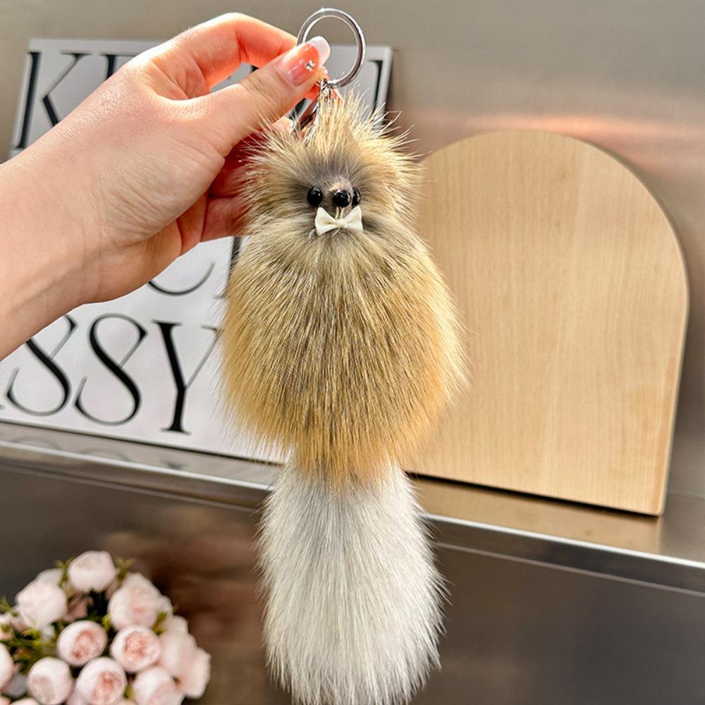 Cute Fox Hair Little Fox Car Keychain Light Luxury Pendant Plush Fur Shaped Cute Doll Bag Hanging Decoration Gift