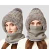Вязаная шапка, толстая бархатная маска-шарф «все в одном», зимняя теплая шапка для женщин