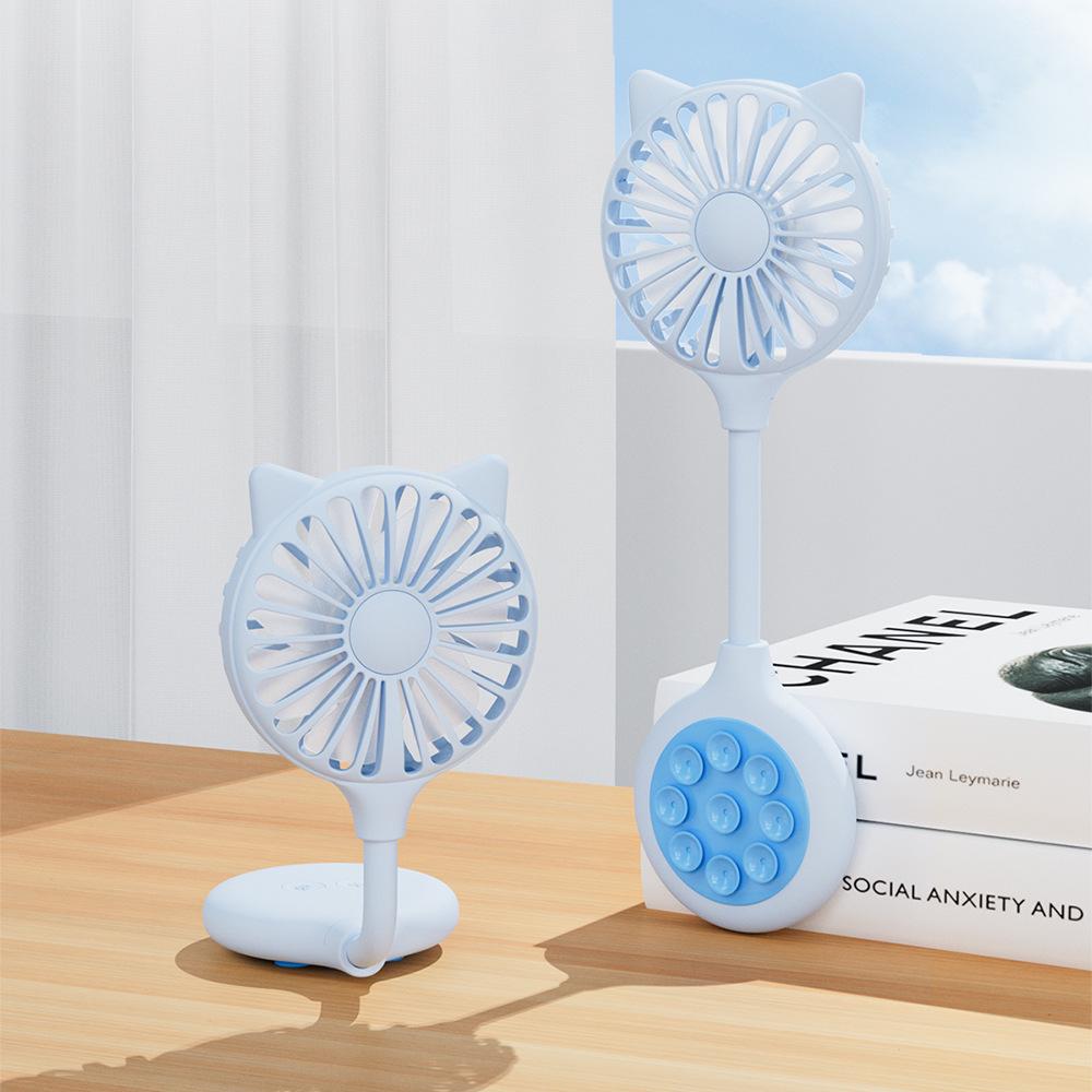 WangT6 Portable USB Mini Folding Fan with Suction Cup for Home and Outdoor Use