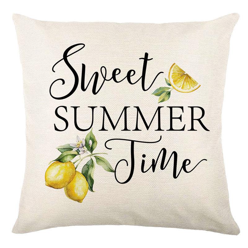 Pillow Cover Nordic Ins Pillow Summer Yellow Lemon Square Print Pillow Cover Cushion