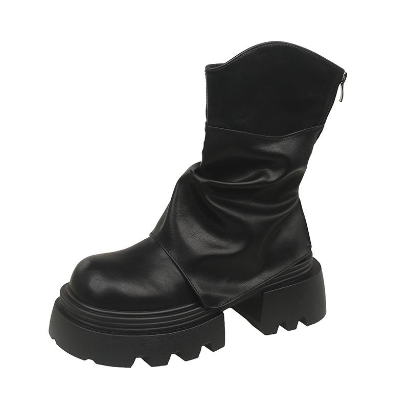 Драгоценные крутые модные юбочные ботинки женские короткие ботинки 2025 осень и зима новые тонкие ботинки Мартина на толстой подошве, ботинки-маффины, ботинки-брюки