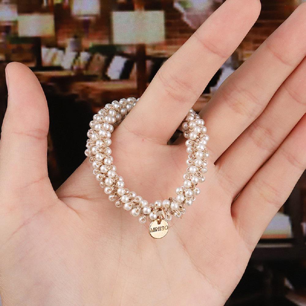 Hair Accessories Headband Girls Elastic Beads Rhinestone Pearl Headwear Hair Rings Hair Rope