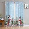 Рождественский снеговик, Рождественская елка, снежинки, оконные тюлевые шторы для гостиной, кухни, Рождественский домашний декор, прозрачные шторы