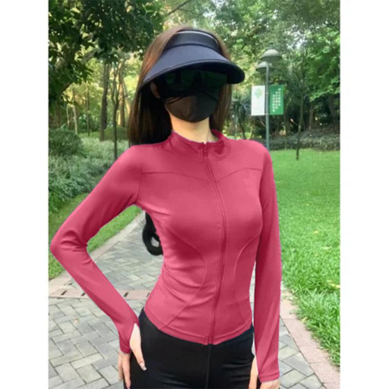 Sunscreen clothes, yoga clothes, women's zipper jackets, sports tops, slim-fitting long-sleeved outer wear, running professional training fitness