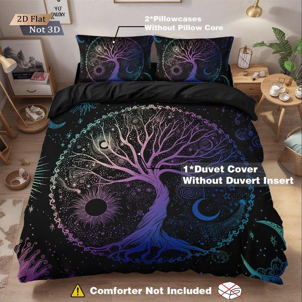 Customizable Tree of Life 3D Flannel Duvet Cover Set - 3-Piece Home Textile