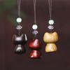 Cat Cartoon Red Sandalwood Phone Charm Pendant - Kitten Accessories Gift Ornament