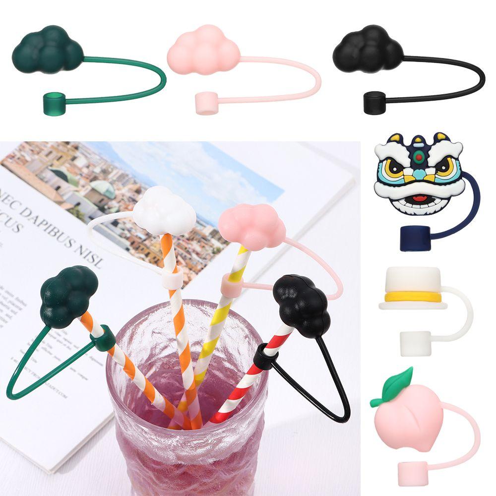 Sealing Lids Drinkware Accessories Cartoon Straws Plugs Silicone Dust-Proof Cap Pipette Tip Cover