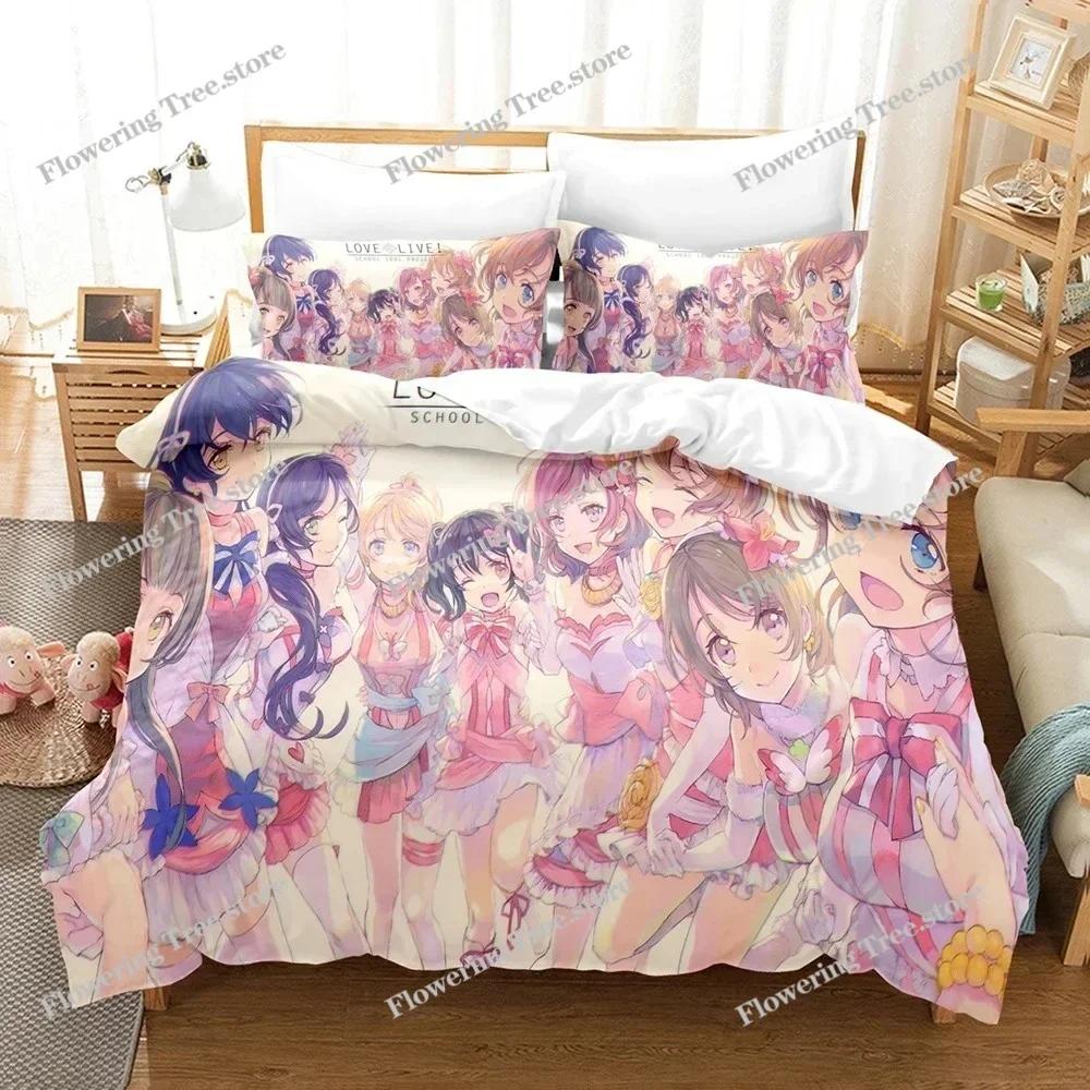 Аниме Love Live Фестиваль студенческих айдолов Комплект постельного белья Мальчики Девочки Размер Twin Queen Пододеяльник Наволочка Постельное Белье Дети Взрослые029