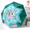 1 шт. Автоматический складной зонт «Снежинка с кошкой», 8 спиц, для всесезонного использования, портативный для путешествий и активного отдыха 019